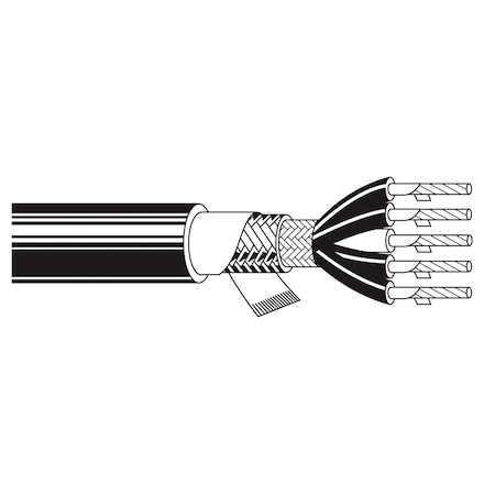 Belden Multi-Conductor Cable, TNC, 20 AWG, 6 C, Black, EPDM Rubber, Stranded, 600V AC, Indoor, 250 ft 8426 010250
